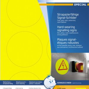 Etikete SIGNAL vodootporne,  O85 A4 1/25 žuta Herma