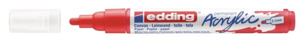 Akrilni marker E-5100 medium 2-3mm obli vrh crvena Edding