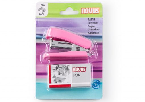 Heftalica "MINI", 12 listova, 24/6 roze Novus