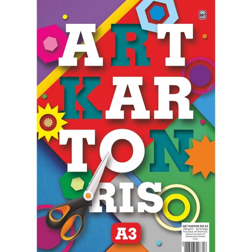 ART Karton papir A3 250gr/m2 5x10 boja, 50lista, Optimum