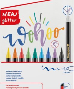 Brush flomasteri E-1340, 1-6 mm glitter set 1/10 sortirano Edding