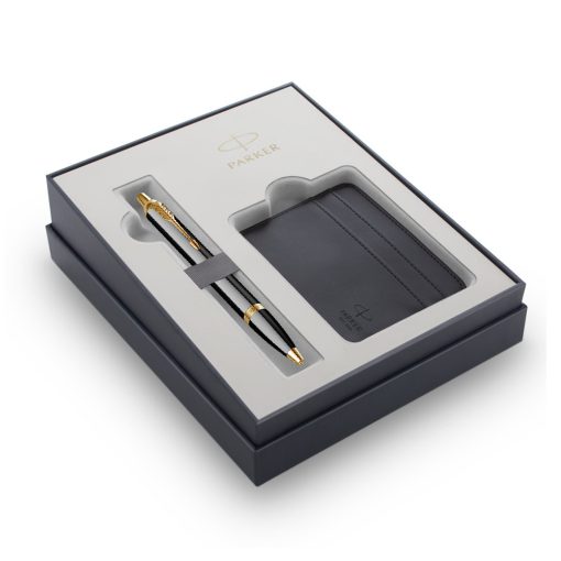 Parker poklon SET Royal Im Black GT - Hemijska olovka + Futrola za platne kartice