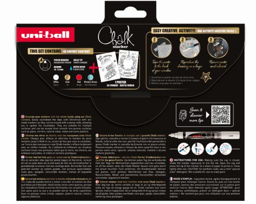 Set 4 Markera tečna kreda + šabloni 2kom, UNI CHALK - Image 6